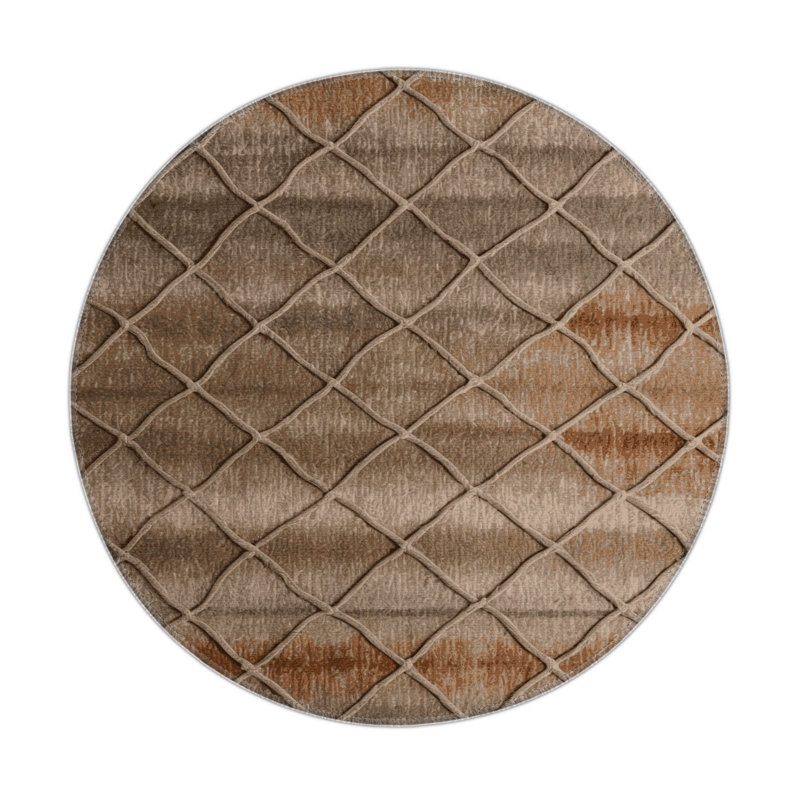 Trellis Brown Indoor and Outdoor Area Rug, Rectangle 5' x 7'