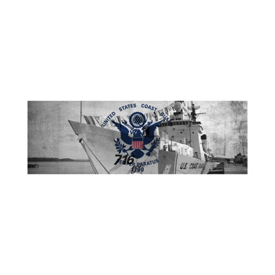 U.S. Coast Guard Flag (USCGC Dallas Background) I - Wrapped Canvas Panoramic Print