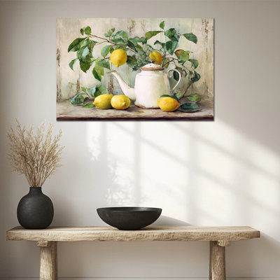 Art mural de citron, art mural sur toile citron, affiche murale de fruits méditerranéen rétro, images de cuisine italienne pour mur, impressions murales de cuisine encadrées prêtes à être accrochées 20 po x 30 po