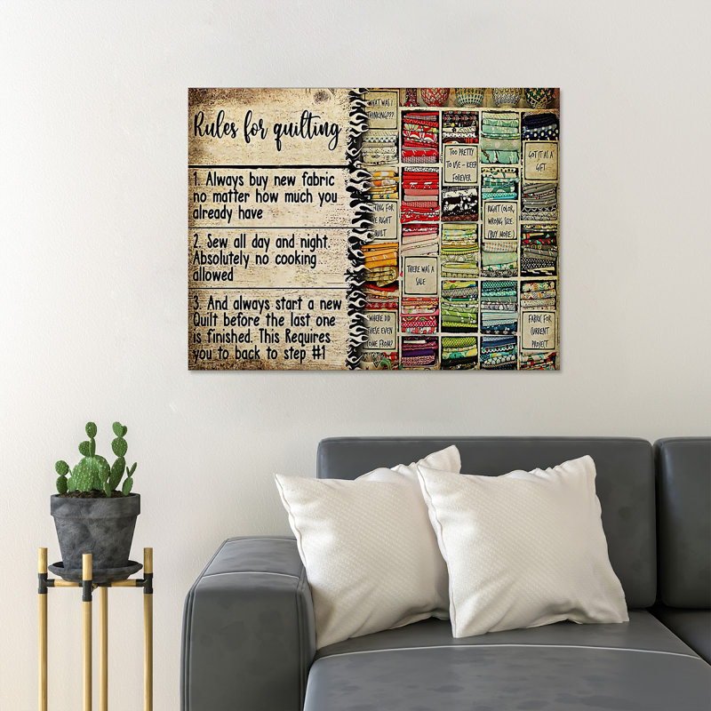Quilting Guides - Wrapped Canvas Textual Art, 11" H x 14" W x 2" D