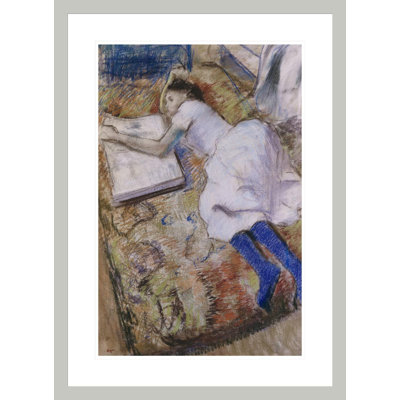 A Young Girl Stretched Out and Looking at an Album by Edgar Degas -Framed Giclee Print