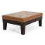  Table basse rectangulaire avec repose-pieds en similicuir avec tiroir de rangement, coussin touffeté, brun