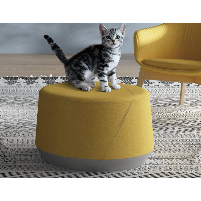 Pog II Solid Accent Stool with Sturdy Design, Durable Upholstery, Multiple Sizes, Saffron