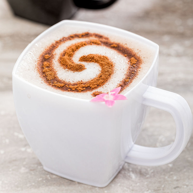 Restaurantware-5 Ounce Square Espresso Cups, 100 Disposable Plastic Coffee Cups - PS Plastic, With Handles, White Dessert Cup, For Catering Events, Parties, Weddings, And Cafes