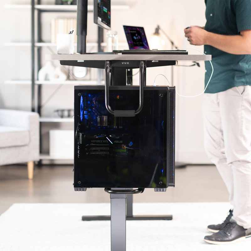 VIVO Black Heavy Duty Adjustable Under-Desk PC Mount, Computer Case Holder