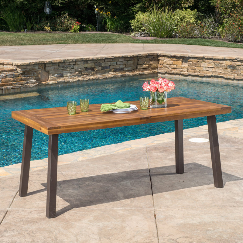 Table de salle à manger d'extérieur en bois d'acacia