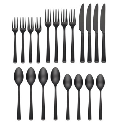 Cambridge Silversmiths Cambridge Gilda Black Satin 20-piece Flatware Set, Service For 4
