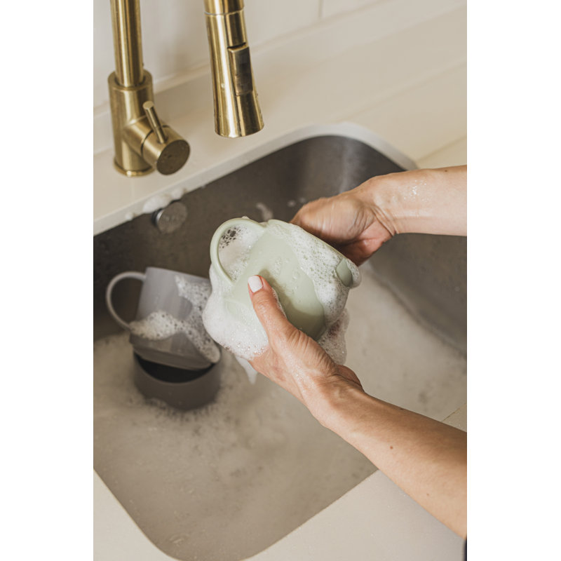 Over&Back Stackable Semi-Matte Hand-Finished Stoneware Mugs, Set of 4, Gray