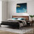 2-Pcs Bedroom Set – Solid Wood Platform Bed Frame & Matching Nightstand, Mid-Century Modern Scandinavian, 800 lbs Capacity, No Box Spring Needed-281464985-281464967
