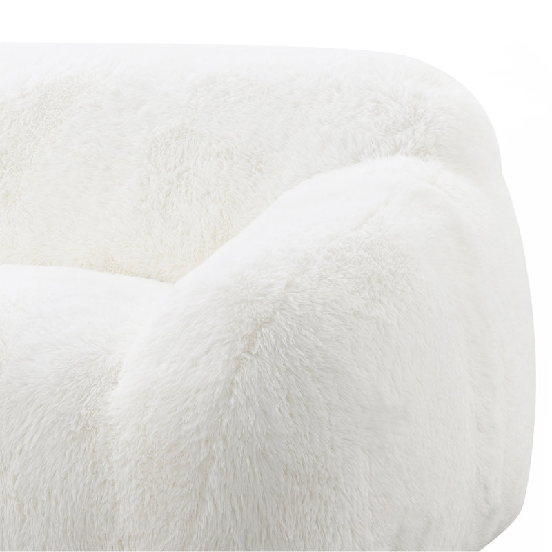 Fauteuil moelleux pivotant en fausse fourrure, White Faux fur
