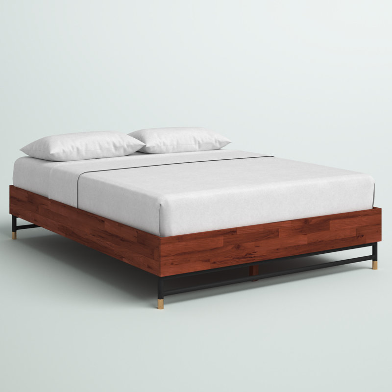Grand lit plateforme en bois massif Channing