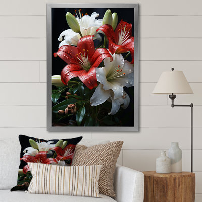 Fleurs de lys rouges et blanches - art mural lys