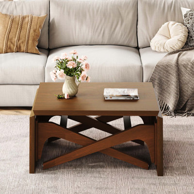 Table basse 2 en 1, table de salle à manger extensible, bois naturel à hauteur variable