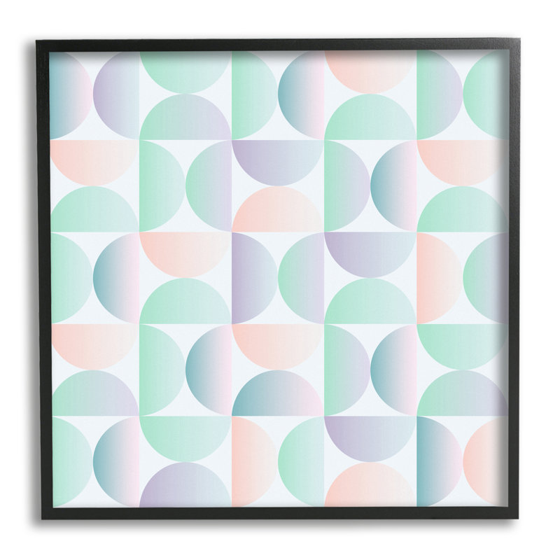 Motif rétro de formes pastel sur bois par Ziwei Li, impression, Giclée encadrée noir minuit, H 12 po x l 12 po
