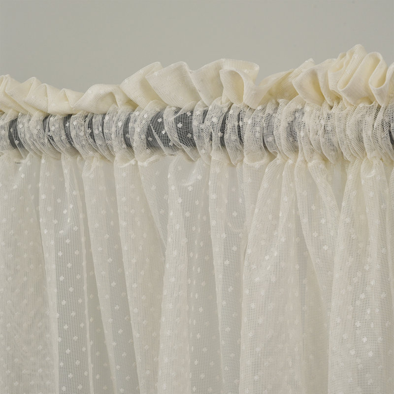 Extra Long and Extra Wide Dots Lace Patterned Sheer Curtain Panels, 52" W x 156" L, Cream