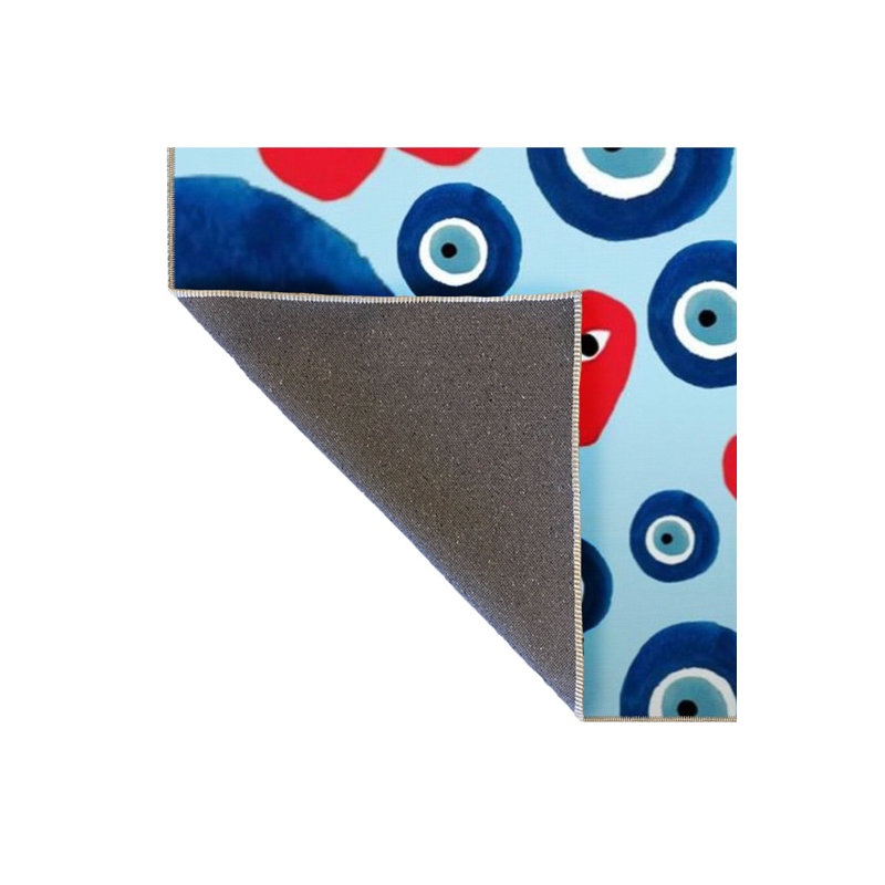 Tapis décoratif moderne lavable à la machine bleu clair, Sous-tapis rond 3 pi 3 po inclus