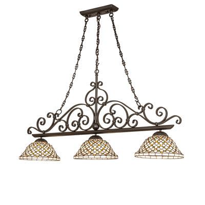 60" Long Diamond & Jewel 3 Light Island Pendant