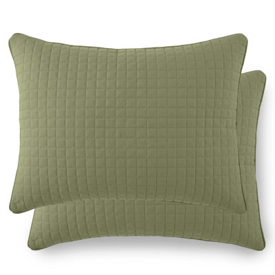 Ensemble de 2 taies décoratives matelassées à motif carré en microfibre à bords carrés passepoilés Southano Fine Vilens, ensemble de 2, 20 po x 26 po, vert sauge