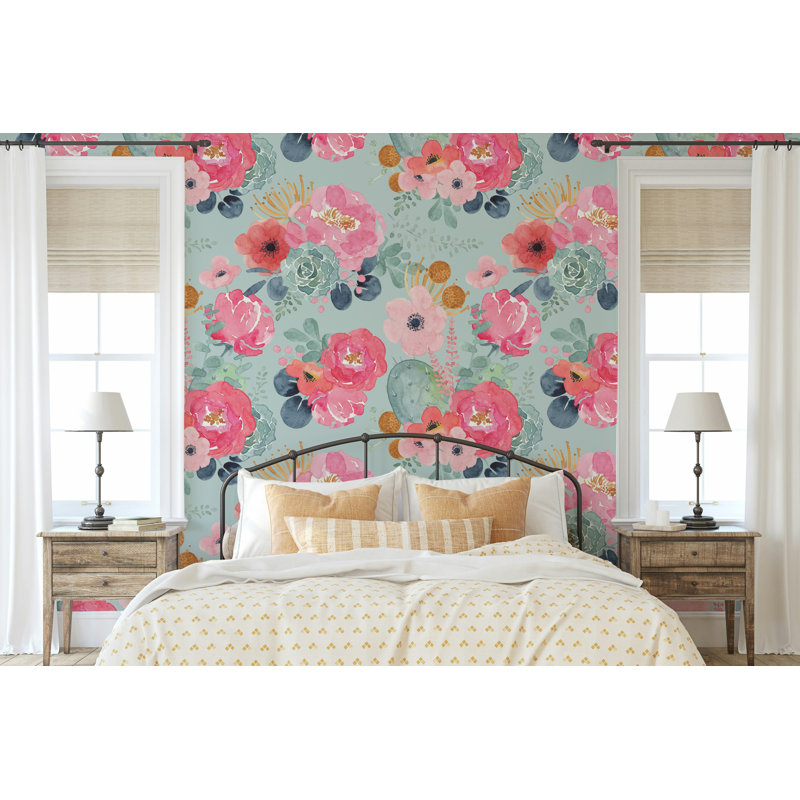 Floral Wall Mural, 75" W x 112" L