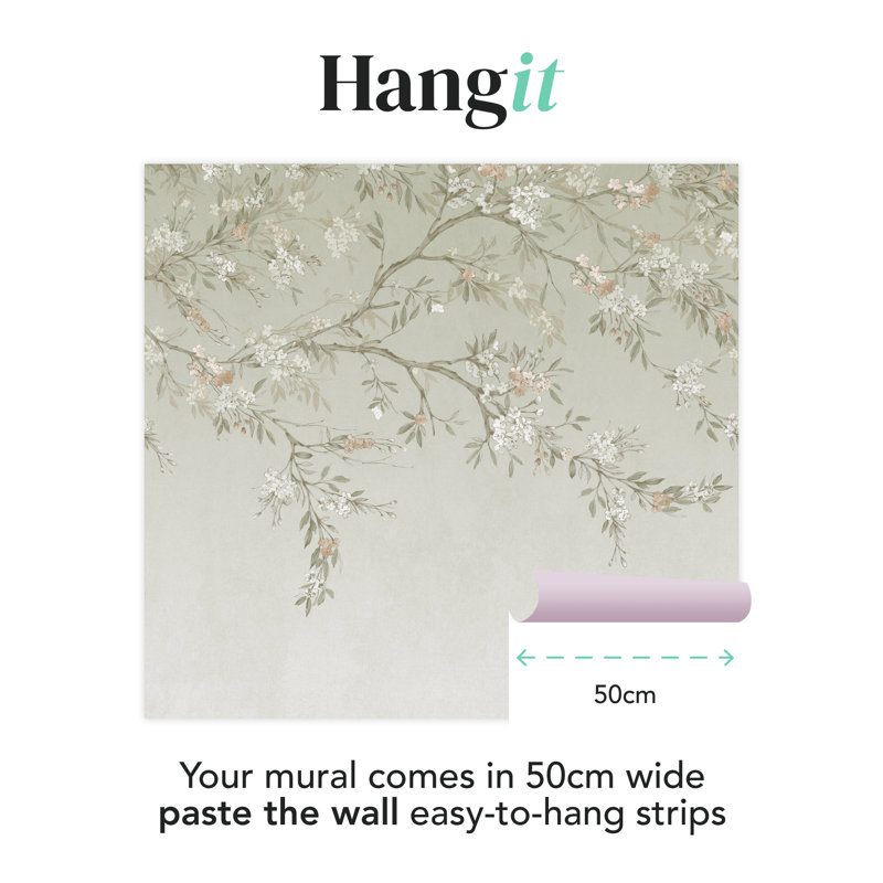 Superfresco Easy Blossom Trail Print To Order Fixed Size 2.8m x 3m Mural, Green