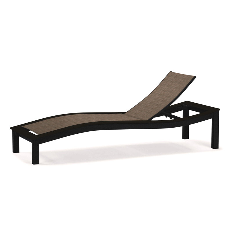 Chaise longue inclinable Bazza, Bois de plage P40, Graphite texturé, Taupe Harper Sunbrella®