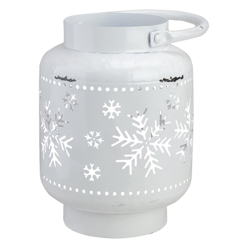 Lanterne de Noël en forme de flocon de neige, Blanc, H 6,75 po x l 5 po x P 5 po