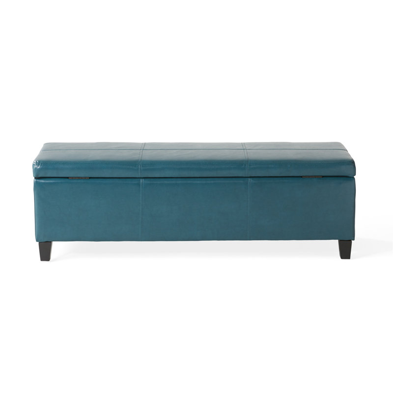 Denali Modern Upholstered Storage Ottoman Bench | Minimalist Design with Hidden Storage & Soft-Close Hinges, Teal