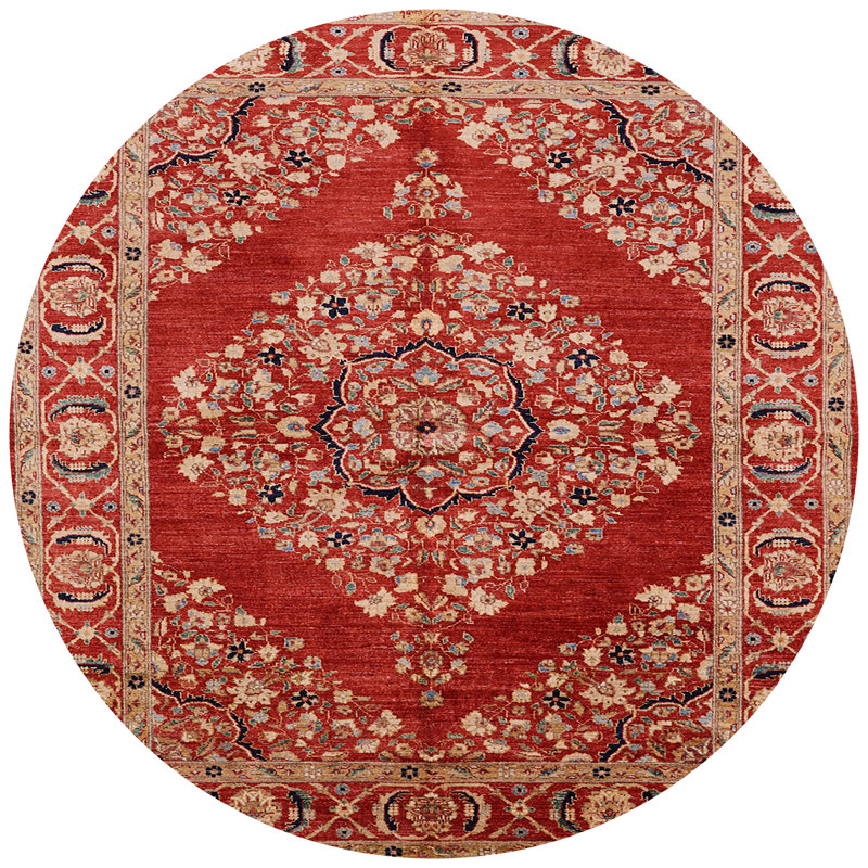 Tapis beige / rouge Sighmund, Rond 4 pi