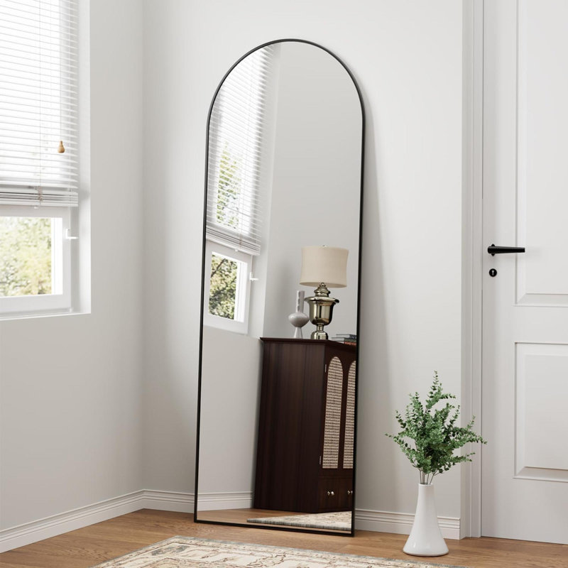 Huguette Aluminium Mirror, Black, 57.8" x 17.7"
