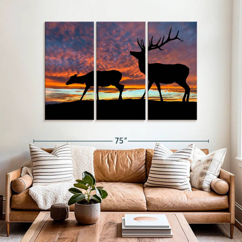 Brampt Elk Sunset Silhouette, 42" H x 65" W