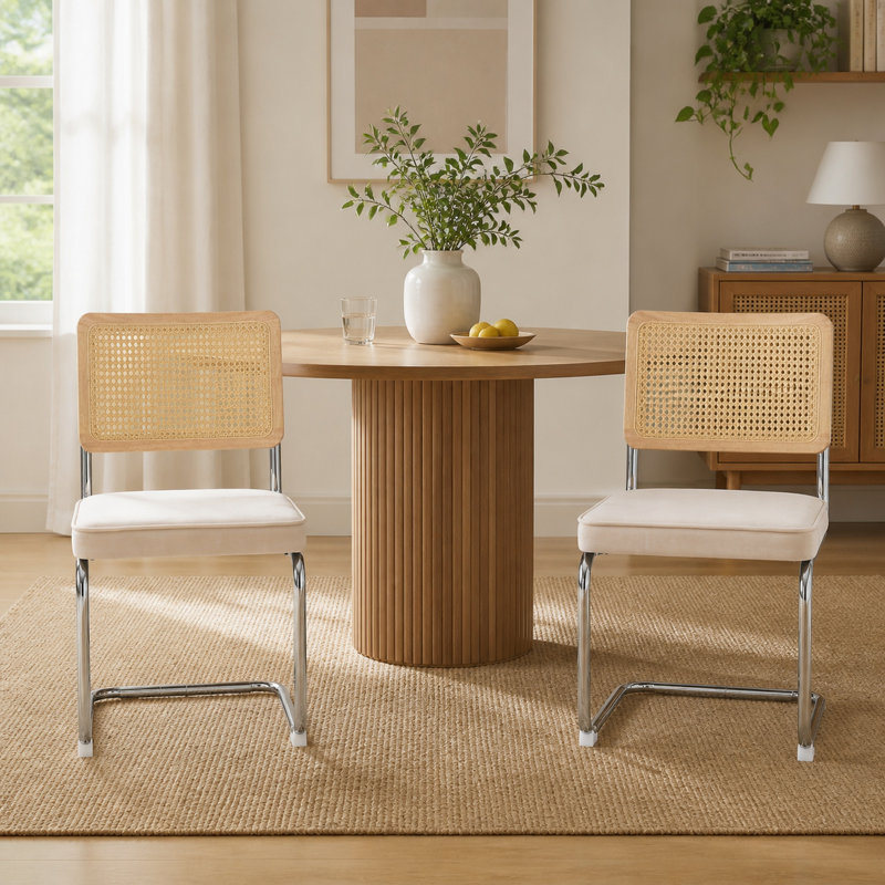 Ensemble de 2 chaises de salle à manger Mid Century, Beige