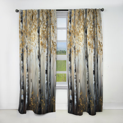 Birch Tree Forest Wonderland V - Tree Blackout Nature Curtain - 1 Panel