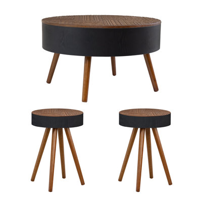3-Piece Living Room Set,Vintage Coffee Table And Side Table Set