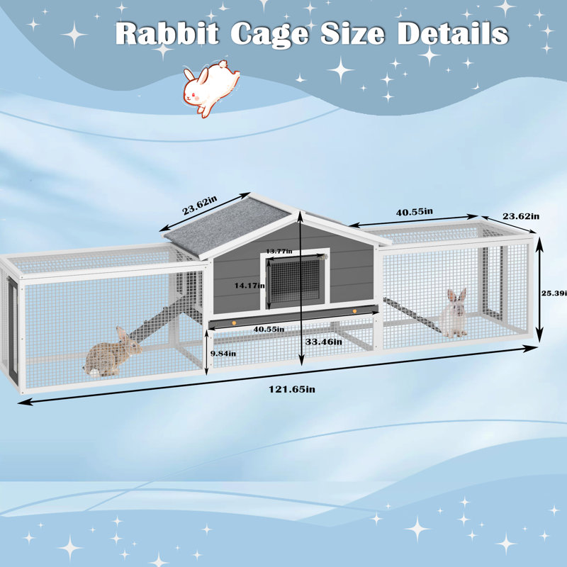 Maison pour lapins à 2 étages avec zone de couloir, portes verrouillables et toit imperméable - à utiliser pour les portes de cages extérieures