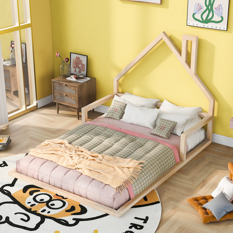 Lit plateforme Wood, Naturel, Double
