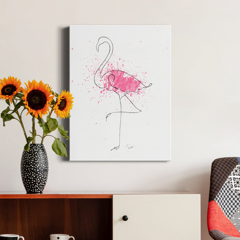 " Flamingo Splash II " Color Photography Print, 48" H x 36" W x 1" D