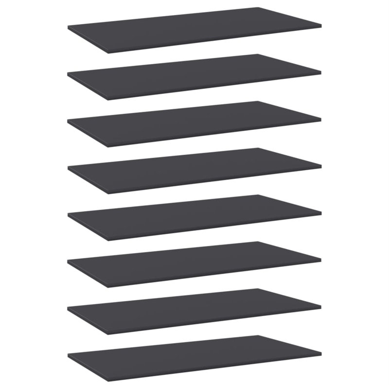 Tablettes pour bibliothèque 8 pièces en bois d'ingénierie, (8 tablettes) H 0,6 po x l 31,5 po x P 11,8 po, Noir très lustré
