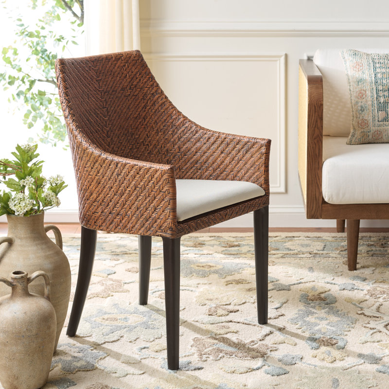 Chaise avec accoudoirs Riko, Miel noir patiné