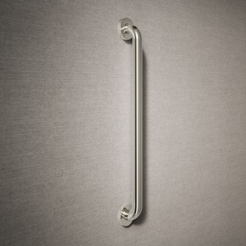 Barre d'appui contemporaine, L 24 po, Nickel poli éclatant