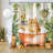 Funny Cat Shower Curtain Waterproof for Bathroom Black and White With Hooks 72''×72''