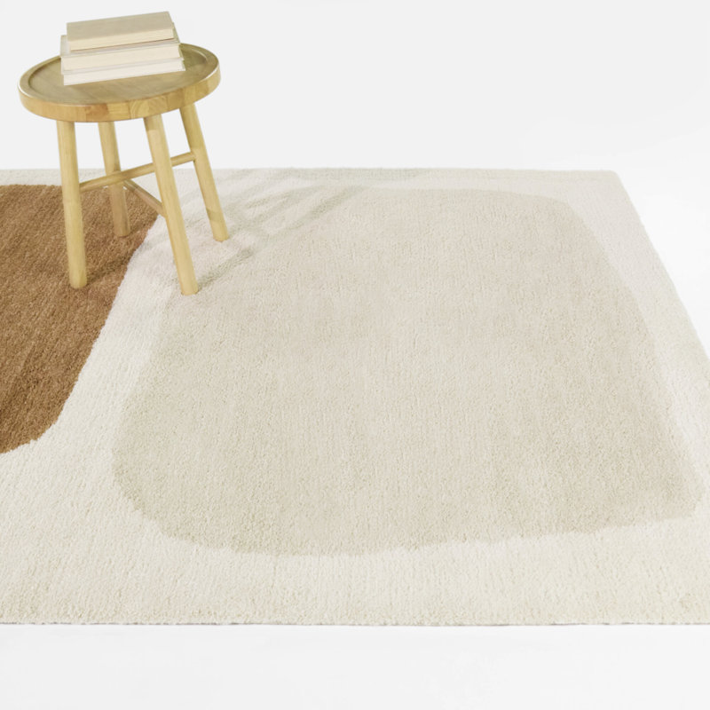 Gruen Beige/Rust Organic Modern Area Rug, Rectangle 5'3" x 7'
