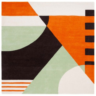 Kazu Green Brown Hand-Woven Abstract Rug