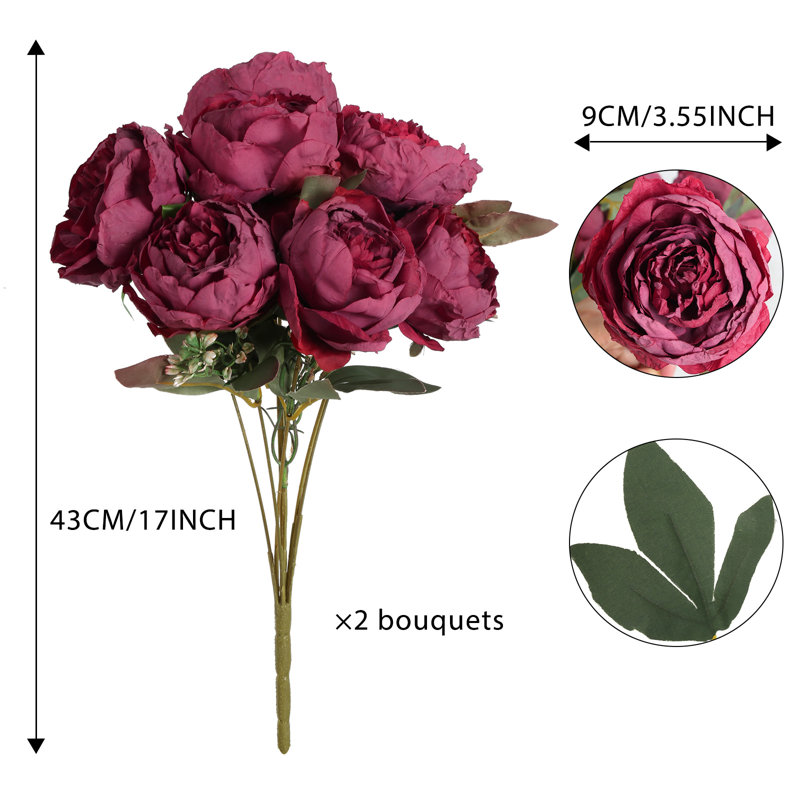 Arrangement floral bouquet de pivoines rétro, Rouge