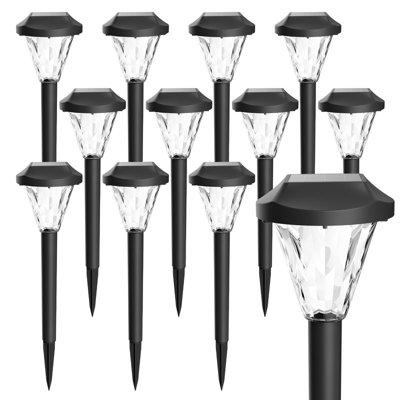 Paquet de 8 lumières de sentier à énergie solaire, lumières solaires extérieures imperméables pour jardin et paysage, décor solaire blanc froid, 6500K