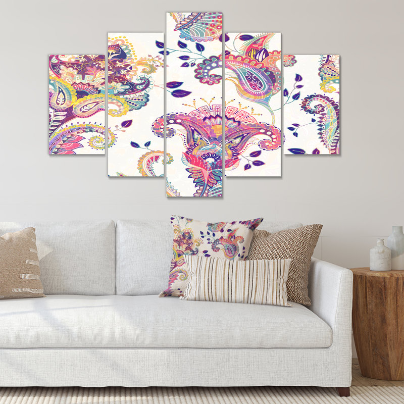Jacobais Paisley Design - 5 pièces sur toile tendue