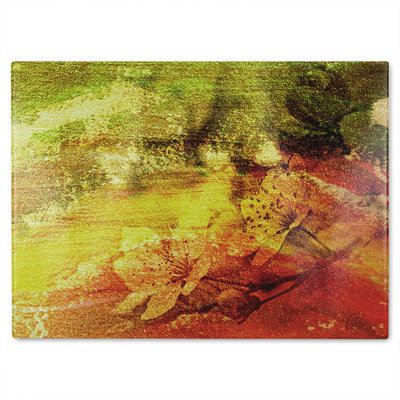 Rustic Flowers Glass Chopping Board
