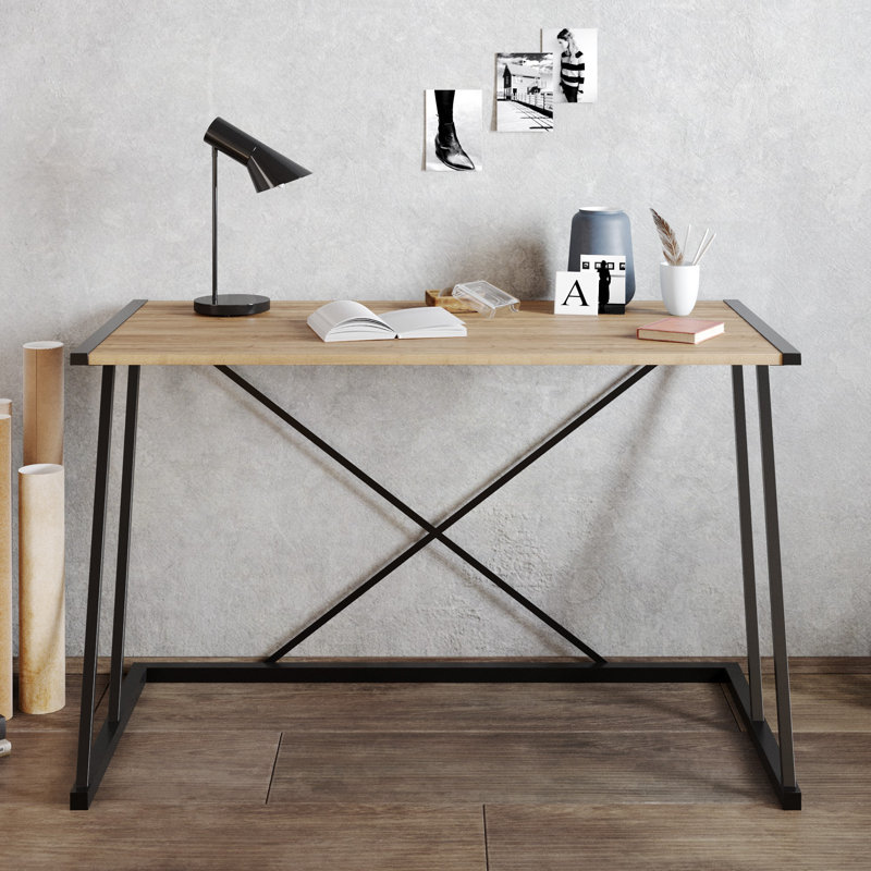 Alperton Metal Base Writing Desk, Walnut/Black