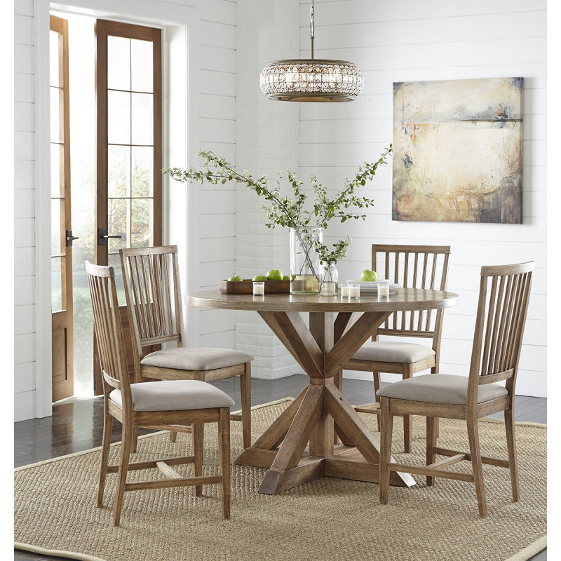 Byington Pedestal Base Dining Set, 5 Pieces: 1 Table, 4 Chairs
