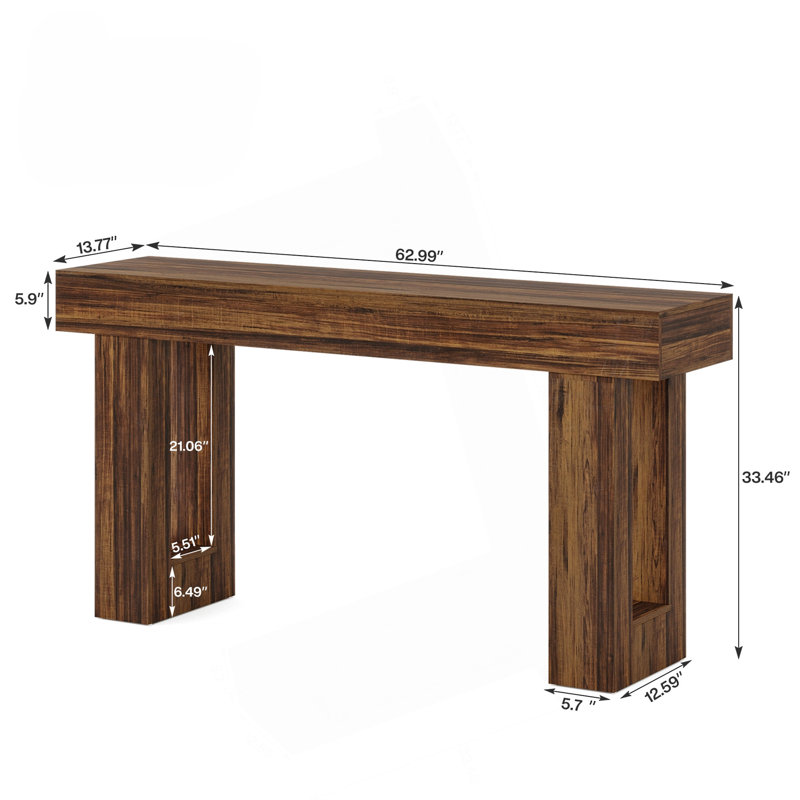 62.99"Long Farmhouse Console Table, Brown