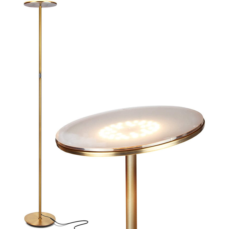 Flux 67 in. Industrial Dimmable LED Floor Lamp with Adjustable Head, Brass
